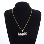 Bling Iced Out Savage Pendant Cubic Zirconia Letter Necklace for Men Women Hip Hop Rock Rap Party Jewelry