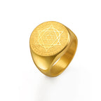 LIKGREAT Hexagram Zodiac Sign Ring for Men Women Star of David 12 Constellation Rings Stainless Steel Jewelry Amulet