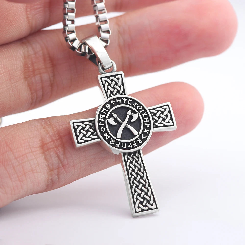 Viking Cross Pendant — Stainless Steel