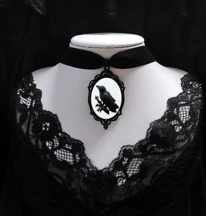 Gothic Crow Pendant Necklace