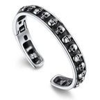 U7 Stainless Steel 6mm Wide Twristed Cable Open Bangle Cuff for Man Skull Dragon Long Charm End Rock Gothic Punk Jewelry Gift