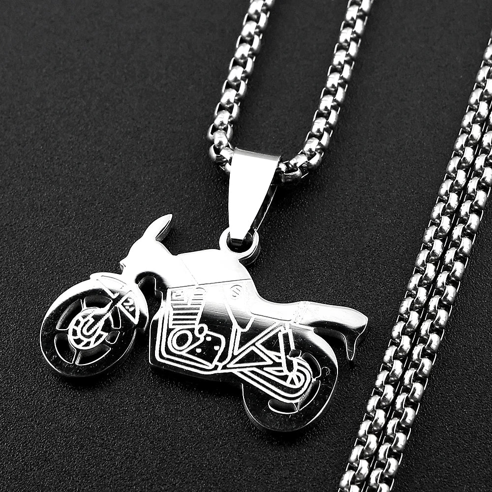 Motorcycle Stainless Steel Pendant Necklace