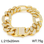 Hip-Hop Jewelry CZ Cuban Chain Man Bracelet Necklace Set Luxury Gold Color 60CM Long Stainless Steel Men's Necklace &