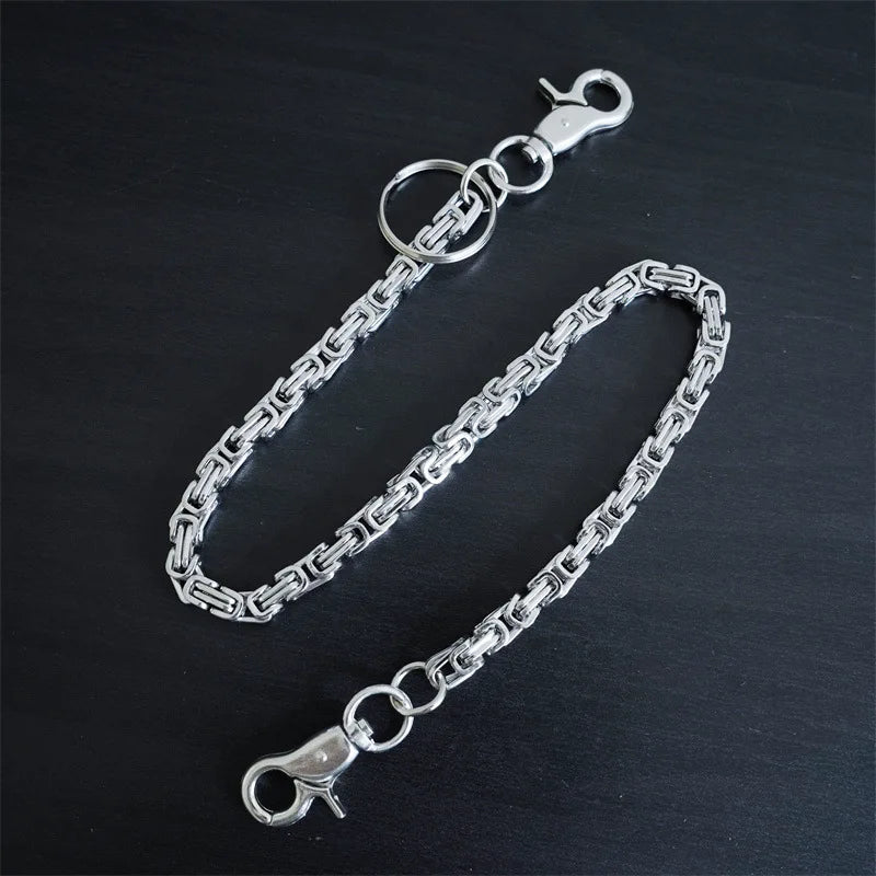 Biker Motorcycle Long Wallet Keychain — Stainless Steel