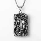 Buddha Pendant Necklace Stainless Steel Vintage
