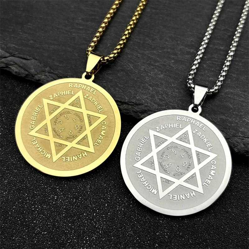 Archangel Gold Star Pendant Necklace — Stainless Steel
