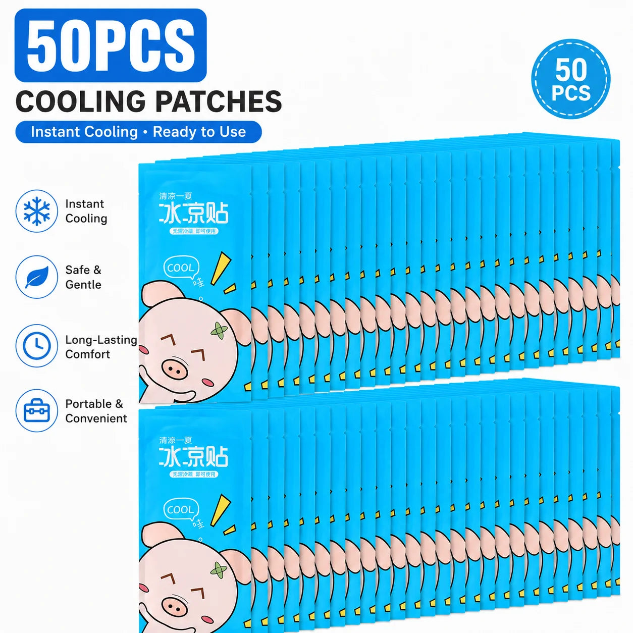 Cooling Gel Ice Sticker 10H Disposable Non Woven Patch for Summer Outdoor Camping Hiking Heat Relief Body Cooling Care