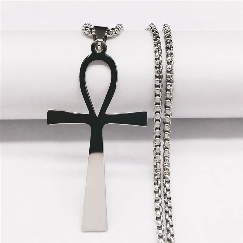 Egyptian Ankh Cross Stainless Steel Necklace Women/Men Symbol of Life Cross Necklace Jewelry Cadenas De Acero Inoxidab