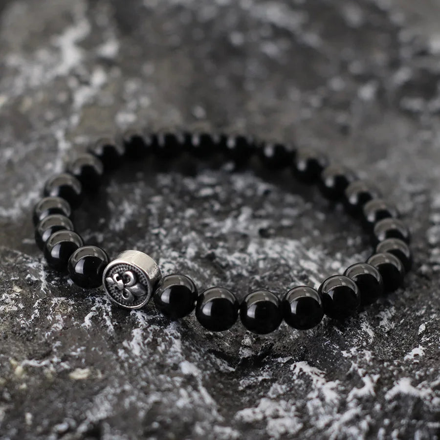 Simple Style Natural Stone Bracelet For Men Stainless Steel Metal Volcanic Rock Tiger Eyes Strand Braclet Perfect Gift Boyfriend