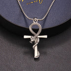 Cross Snake Steel Pendant