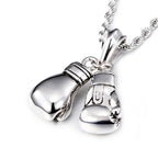 HaoYi Stainless Steel Boxing Gloves Pendant Necklace For Men Fashion Gold Silver Color Sports Jewelry Accessories