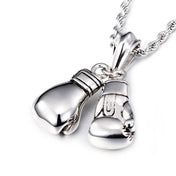 HaoYi Stainless Steel Boxing Gloves Pendant Necklace For Men Fashion Gold Silver Color Sports Jewelry Accessories