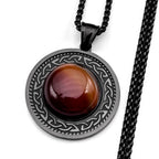 Celtic Knot Tiger Eye Pendant Necklace — Gold-Tone