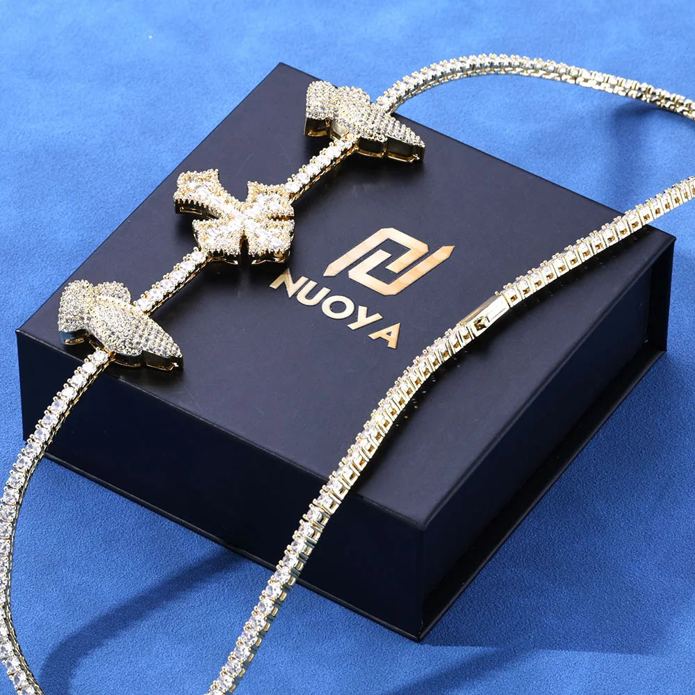 Cross Tennis Necklace Iced Out 5A CZ