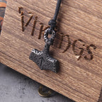 Fashion Valknut Viking Thor's Hammer Pendant Necklace With keel Chain As Men Gift with wooden box