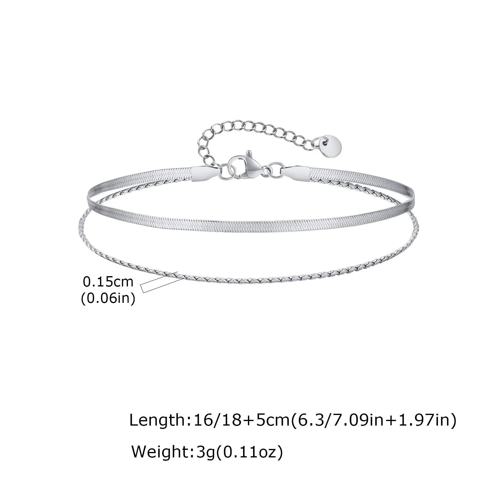 Minimal Blade Chain Bracelet Set — Stainless Steel