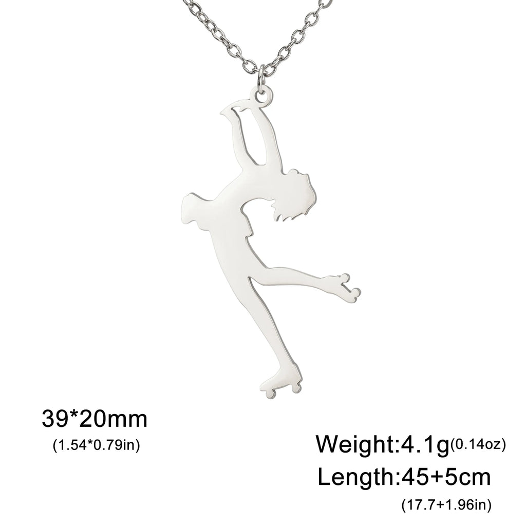 Ice Skater Charm Necklace — Stainless Steel