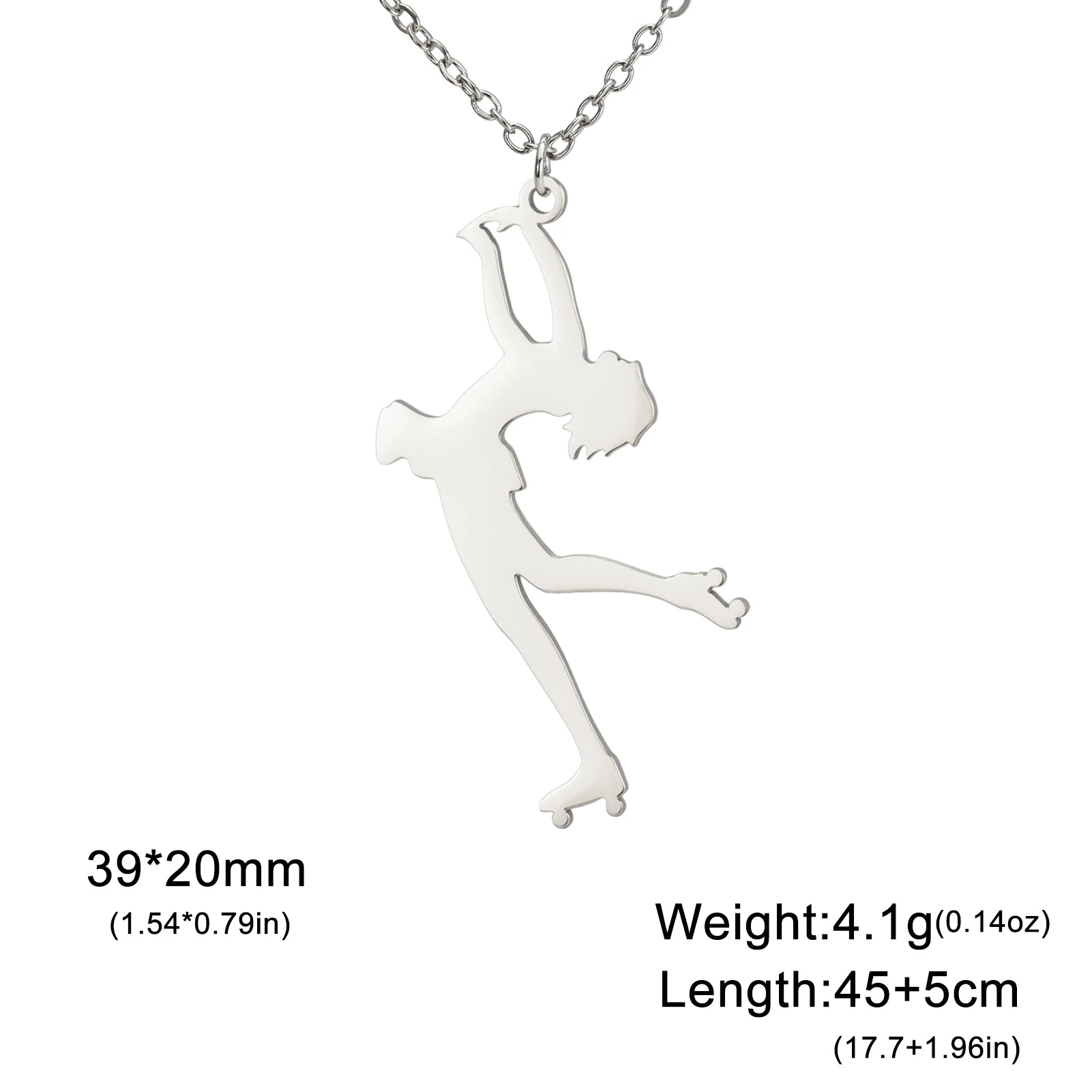 Ice Skater Charm Necklace — Stainless Steel