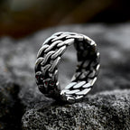 Simple Vintage Stainless Steel Link Chain Rings Punk Biker Fashion Creative Cuba Chain Ring For Men Women Jewelry Gift