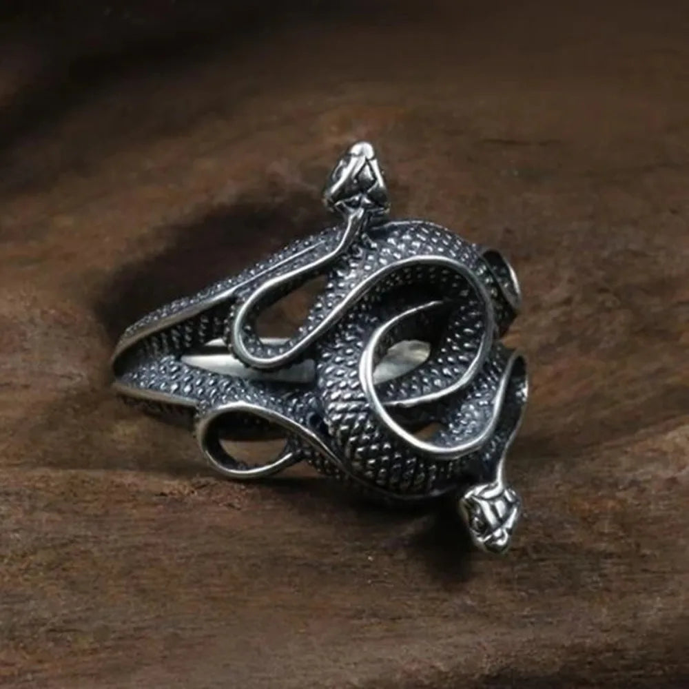 New Creative Vintage Fashion Men's Natural Born Killers Ring Snake Totem Ring Pharaoh Snake Ring Hip Hop Punk Niche