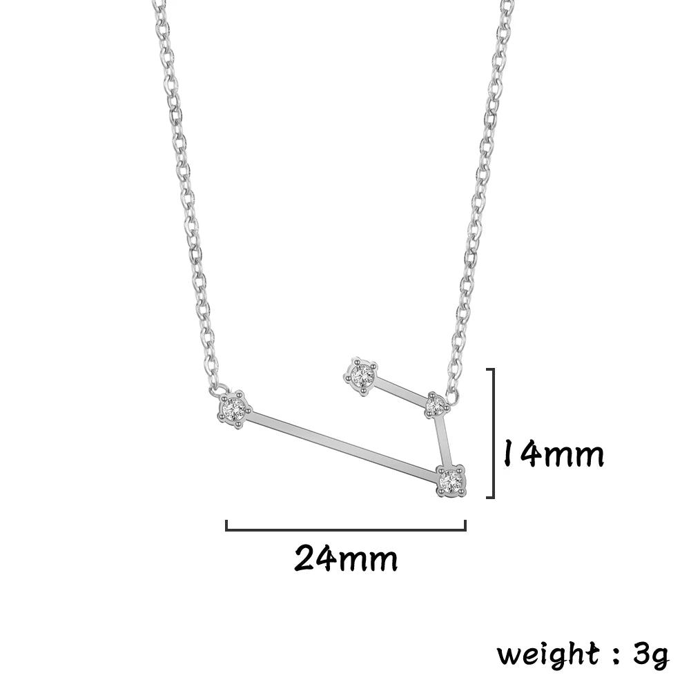 Unift Clear Zircon Zodiac Constellation Women Necklaces Star Sign Pisces Aries Taurus Pendant Fashion Horoscope Amulet Jewelry