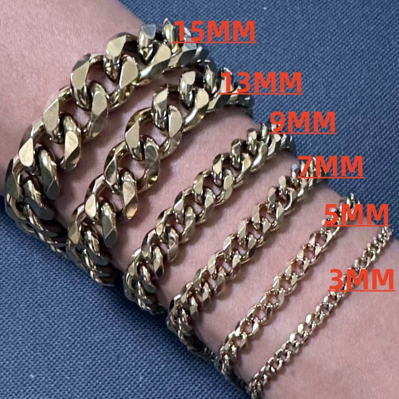 Cuban Black Bracelet 3mm-15mm Thick Size