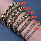 Cuban Black Bracelet 3mm-15mm Thick Size