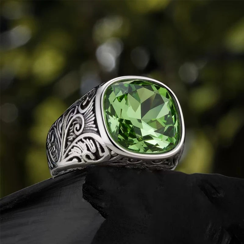 1pc Retro European American Style Men'S 316L Stainless Steel Ring, Fashionable Simple Creative Design, Synthetic Faux