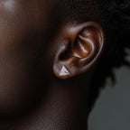 Iced Out Triangle Stud Earrings — 925 Silver
