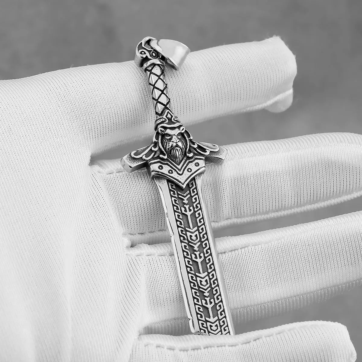 Vikings Warrior Odin Sword Necklace Stainless Steel Men's Fashion Amulet Pendant Vintage Punk Charm Nordic Jewelry