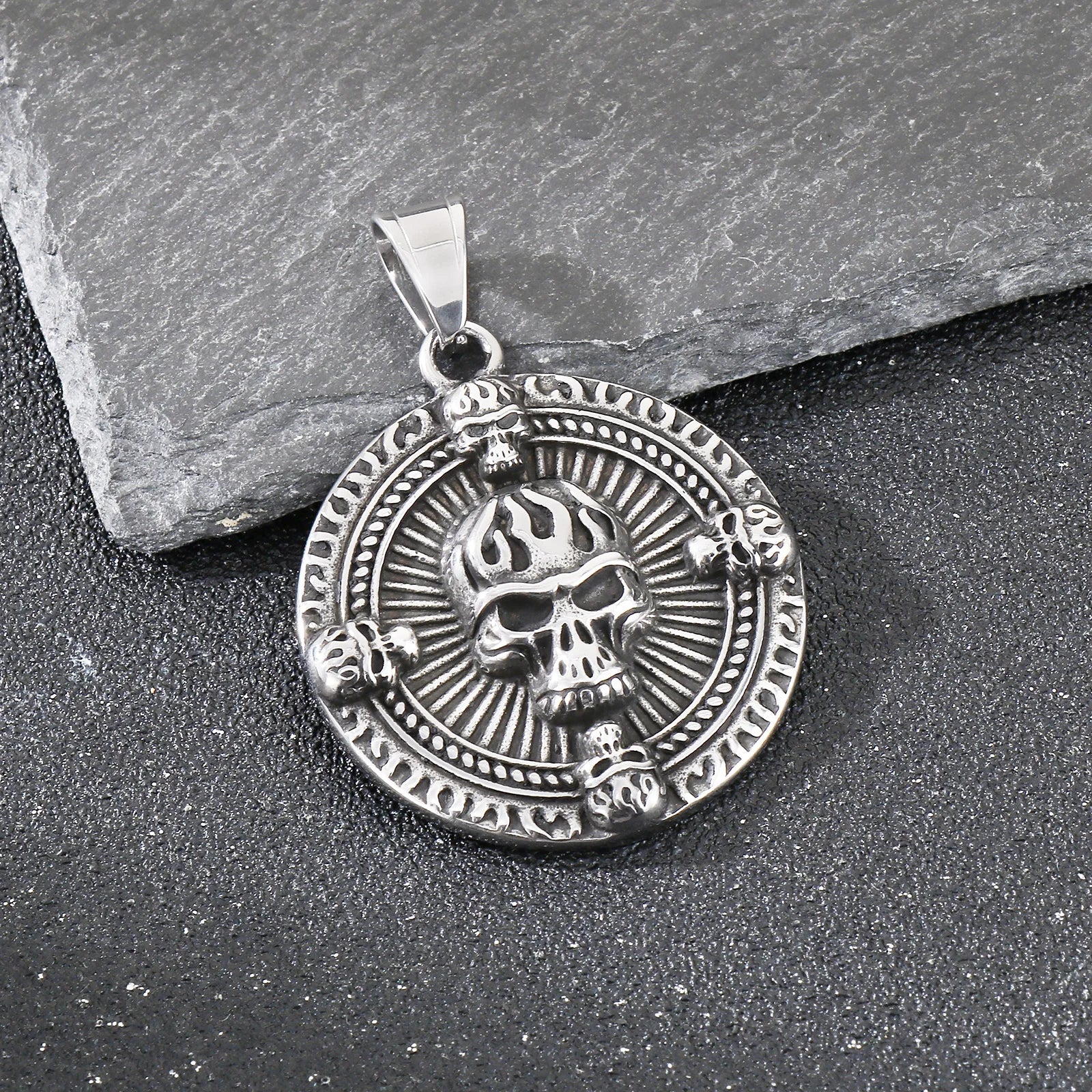 Ghost House Skull Pendant Necklace — Stainless