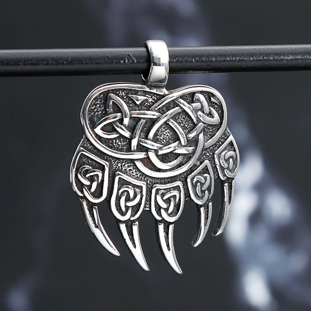 Viking Steel Pendant Vintage Unique Bear Claw