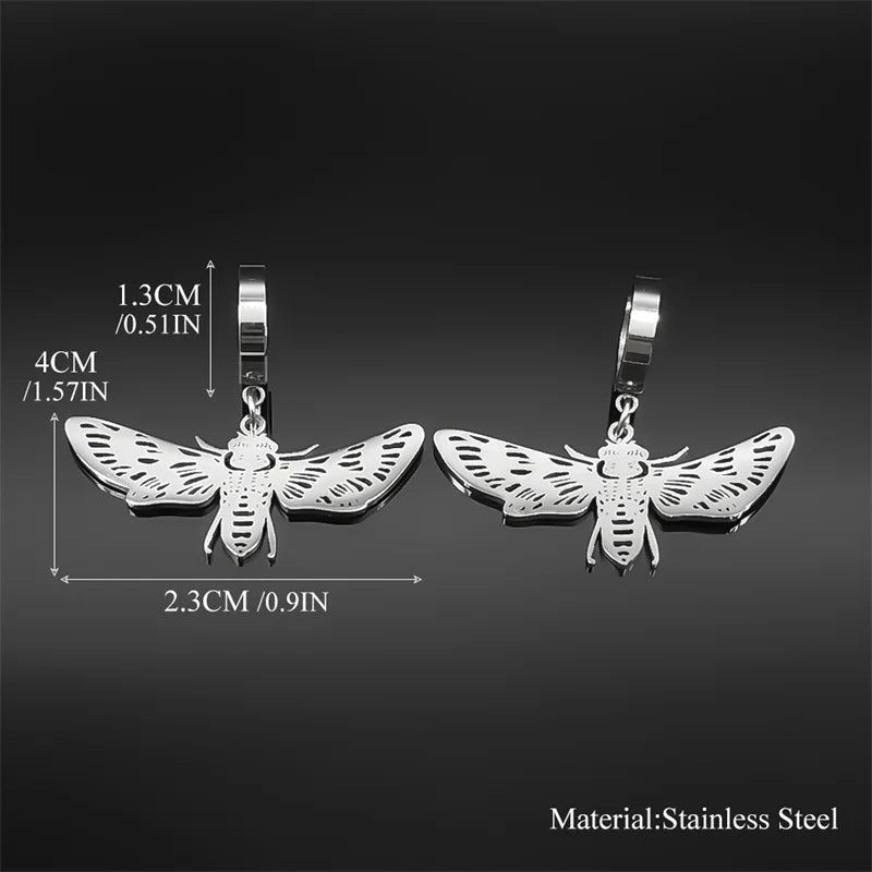 Bee Silver Earrings Vintage Hoop Flying Insect