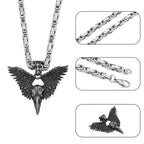 Gothic Crow Skull Stainless Steel Pendant Necklace