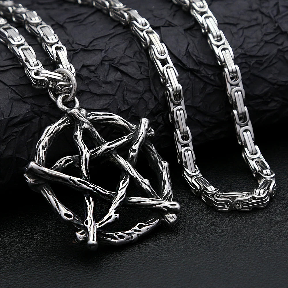 Gothic Steel Pendant Vintage Pentagram Punk