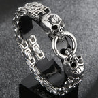 Gothic Skull Bracelet For Man 316L Stainless Steel Skeleton Charm Double Link Chain Men's Bracelets Male Cool On Hand