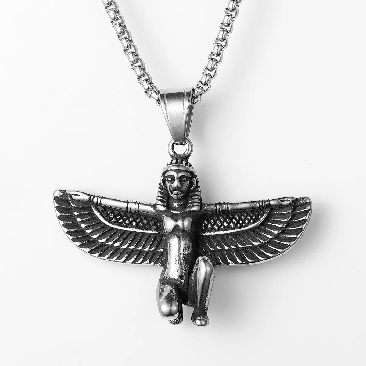 Eagle Wings Pharaoh Pendant Necklace Stainless Steel