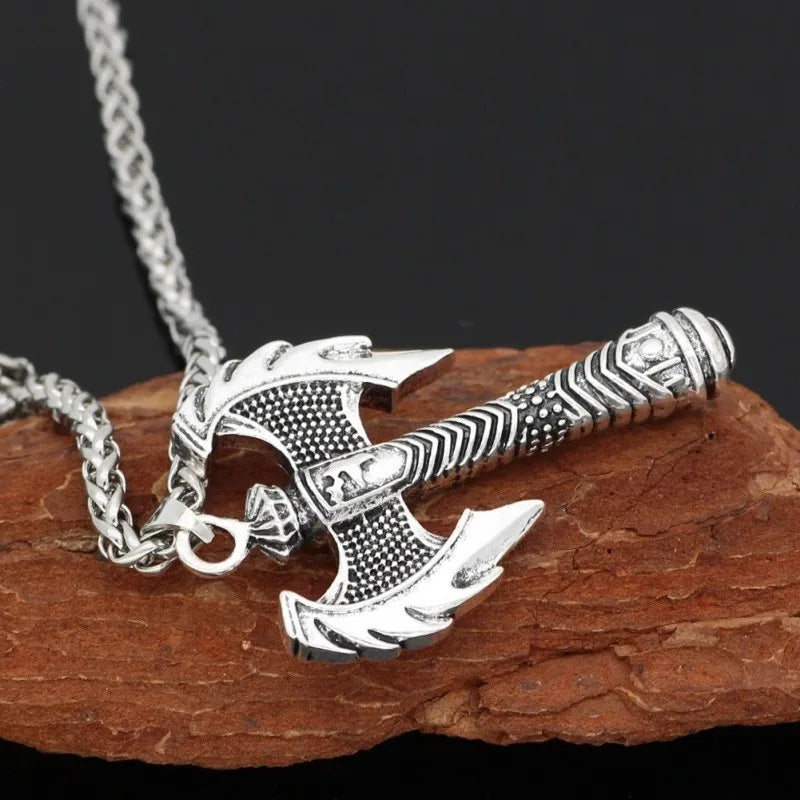 Fashion Axe Pendant Necklace Bronze Silver Axe Viking Pendants Viking Slavic Necklaces Punk Choker Jewelry Wholesale Accessories