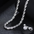 New 925 Sterling Silver 4MM Women Men chain Male Twisted Rope Necklace Fashion Silver Jewelry