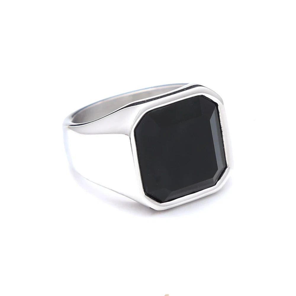 Gothic Dragon Black Ring Vintage Claw Punk Stone