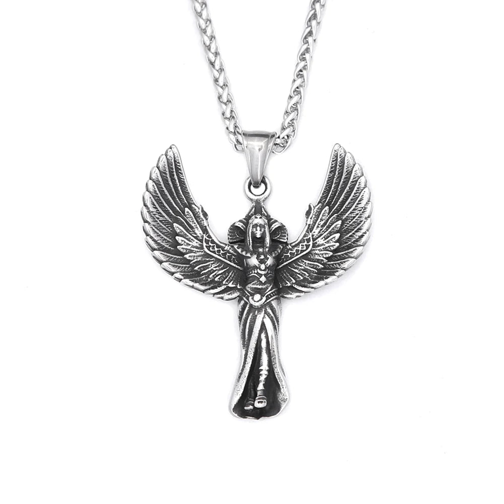 Angel Wings Steel Pendant Vintage Praying Hand