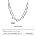 Mprainbow Long Tassel Cross Necklaces for Men Women,Reflective Beads Irregular Beaded Necklaces,Double Layers Collar