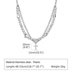 Mprainbow Long Tassel Cross Necklaces for Men Women,Reflective Beads Irregular Beaded Necklaces,Double Layers Collar
