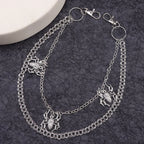 Gothic Spider Pants Chain — Double-Layer Ring Metal Waist Chain