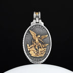 Men's 316L Stainless Steel Patron Saint Of Time Travelers Archangel Michael Gold Pendant Necklace jewelry