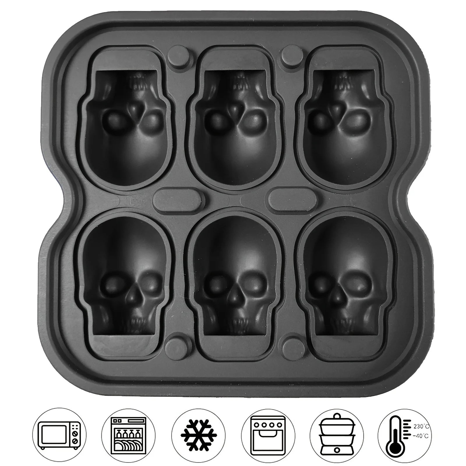 Skull Ice Ball Mold Silicone 3D Flexible Ice Cube Trays BPA Free Ice Trays For Freezer Horror Skull Head Cocktail Ice