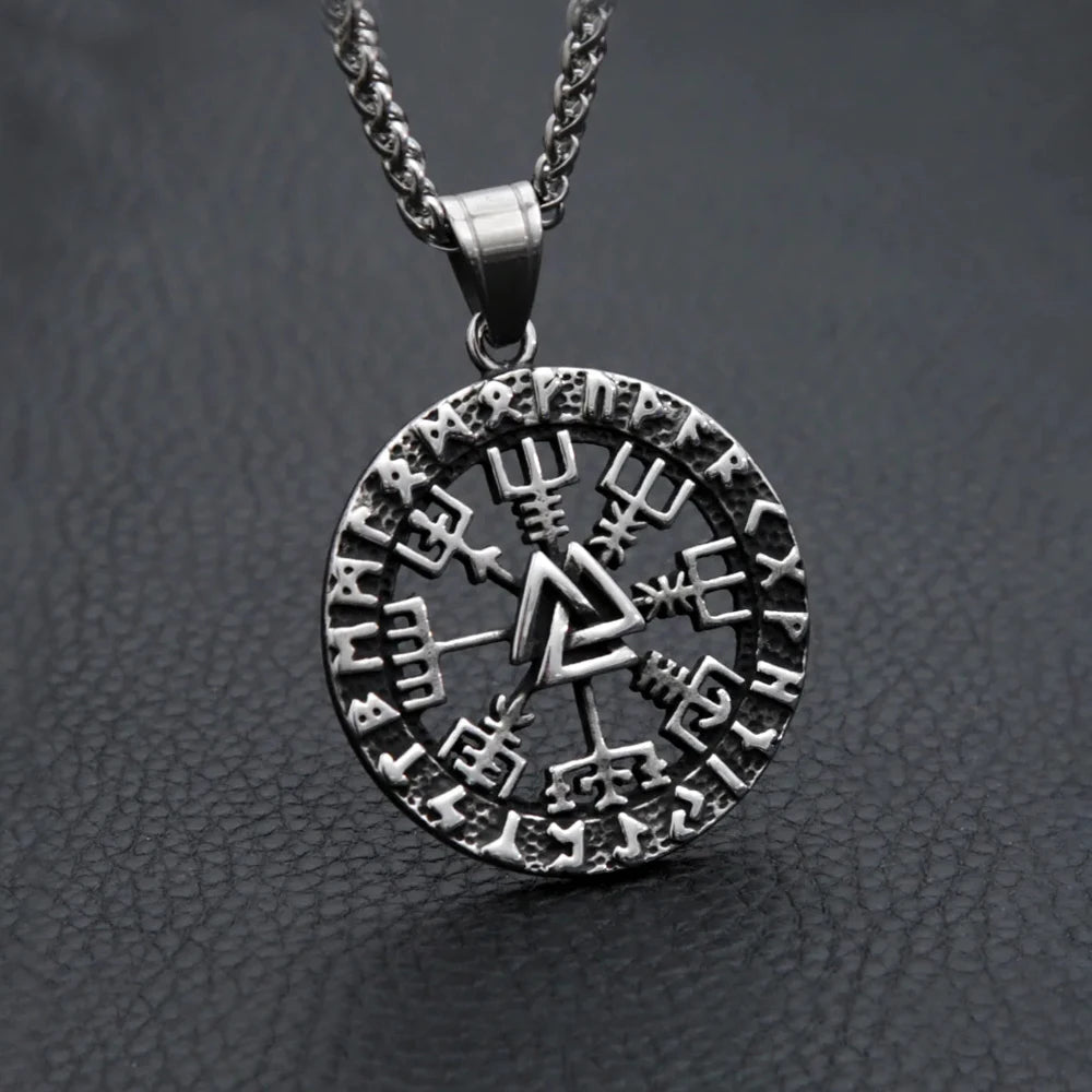 Compass Odin Steel Pendant Vintage Nordic Punk