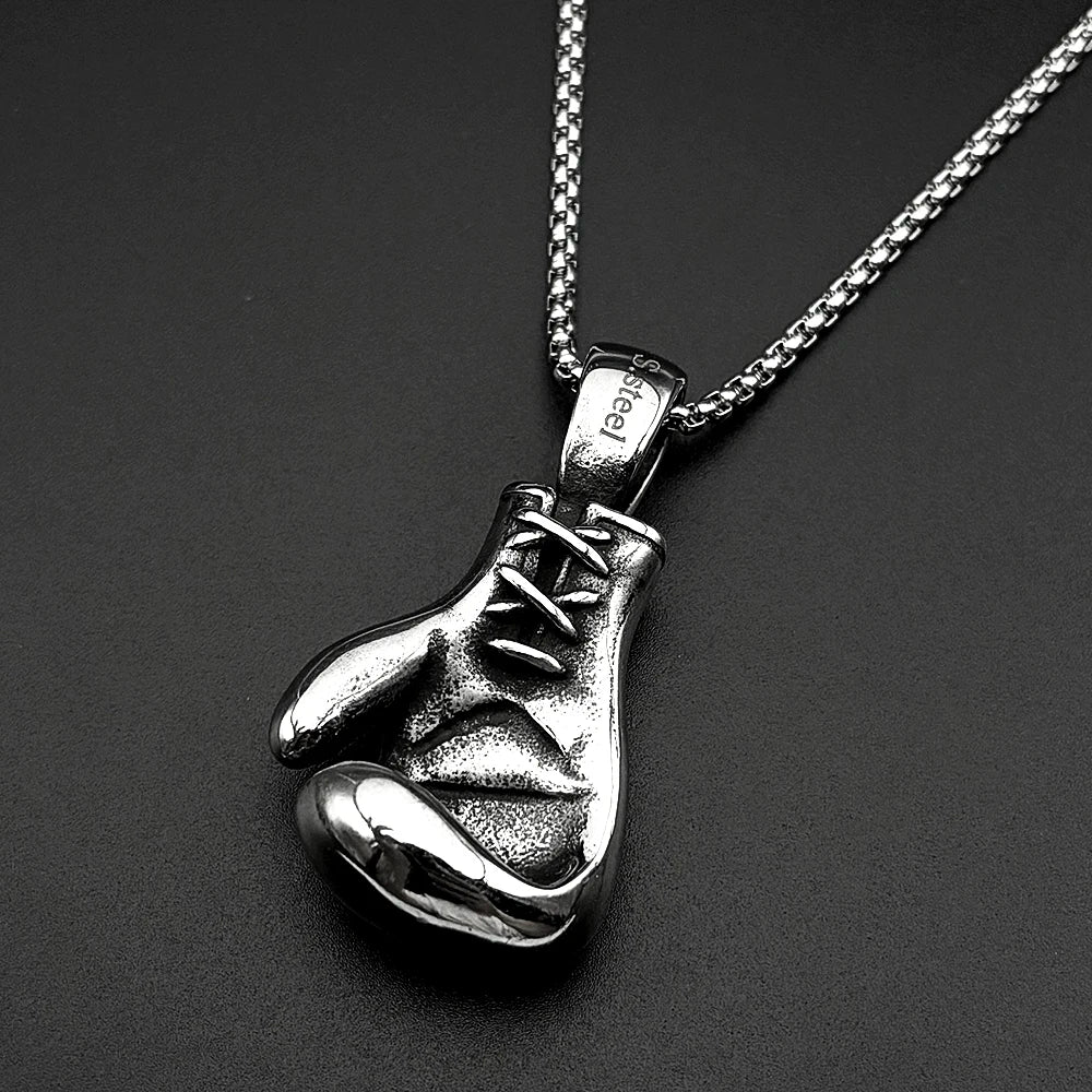 Russian National Emblem Boxing Gloves Chain For Men Stainless Steel Silver Color Power Street Party Hiphop Male