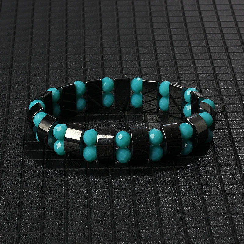 Hematite Therapy Stretch Bracelet — Mixed Metal