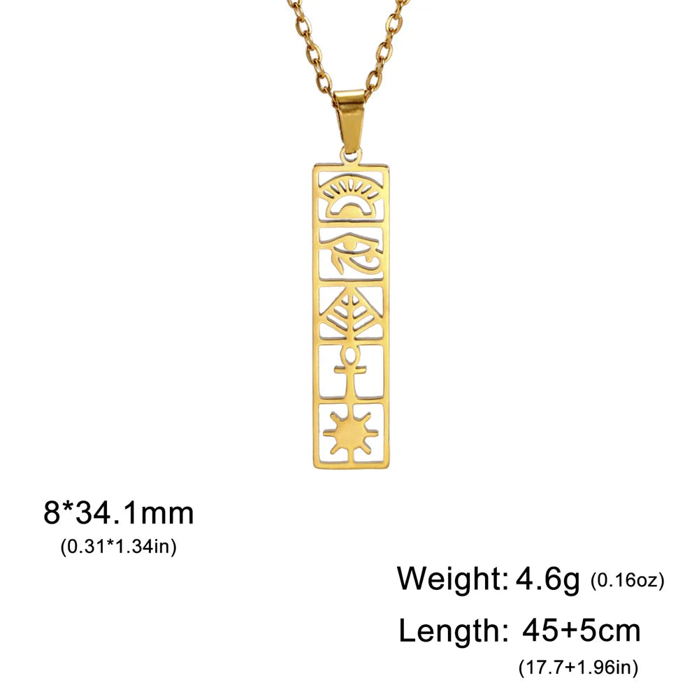 Ankh Eye of Horus Stainless Steel Pendant Necklace